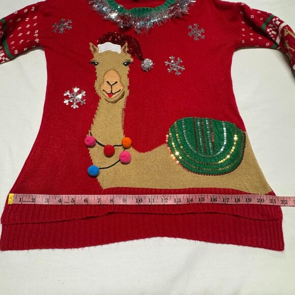 ugly christmas sweater 33 degrees llama red Size M - Picture 4 of 12